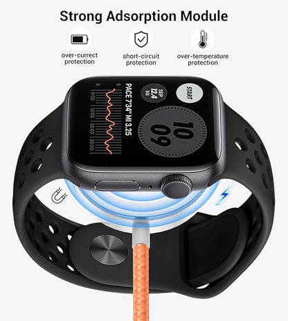 Temdan for Travel Vacation Essentials,3 in 2 USB C Cable for Apple Watch Charger/iPhone 17 Charger/Lightning,Multi Charging Cable Cord,Camping Essentials,Designed for iWatch &iPhone 16-12-4FT Orange