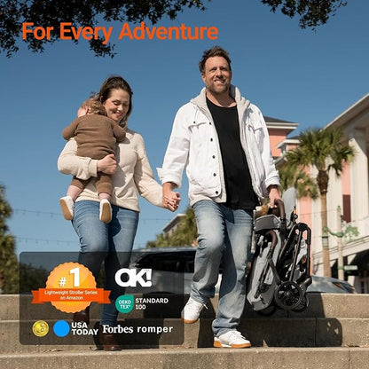 MAMAZING Lightweight Baby Travel Stroller with Carbon Fiber Frame, Compact & Airplane-Friendly, One-Handed Folding Design, 11.6 lbs, Perfect for Toddlers, Grey