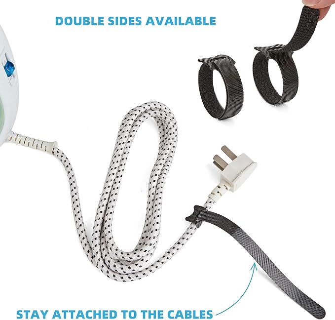 100 Pcs 10-Inch Heavy-Duty Self-Fastening Cable Ties - Durable, Reusable Straps for Wire Organization, Ideal for Home, Office, Garage, and Outdoor Use