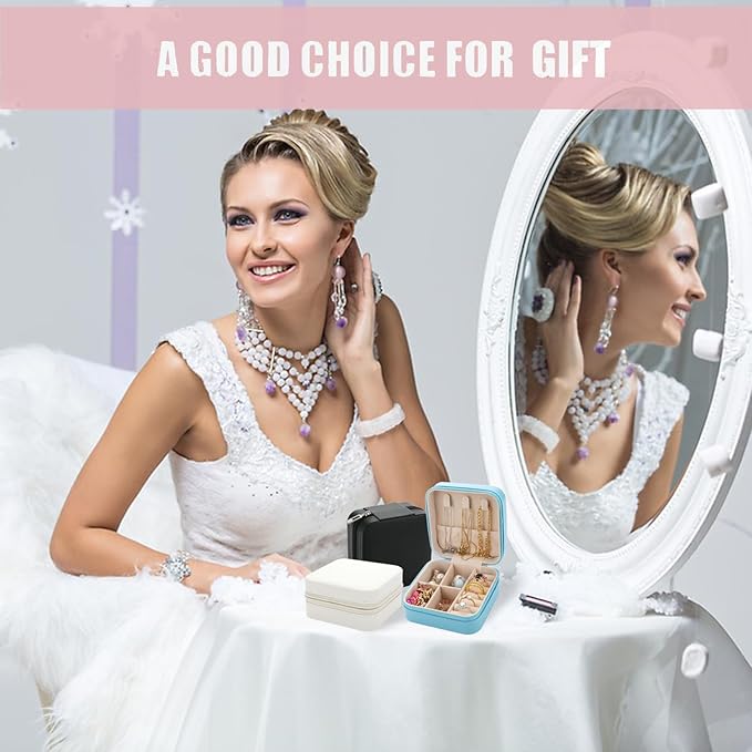 Bridesmaid Proposal Gifts Travel Jewelry Case Jewelry Travel Organizer Small Bachelorette party Jewelry Box Bridesmaid Gift Boxes Mini Storage Organizer Storage Box (12, Blue)