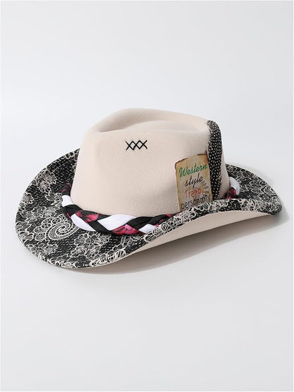 WDIRARA Women's Cowboy Hat Cow Print Western Cowgirl Hats Travel Vacation