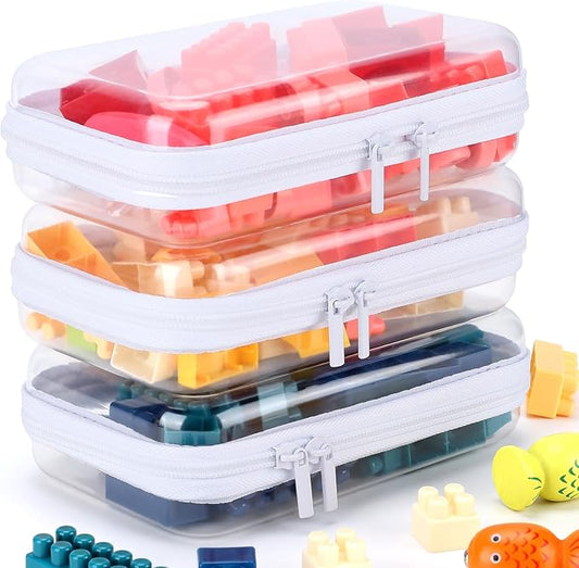3 Pack Clear Hard Shell Zipper Case, Clear Zipper Pouches Waterproof Makeup Organizer & Travel Toiletry Bag, Plastic Pouch for Office Home Storage Small Size