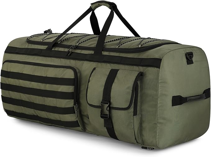 Gonex 130L Extra Large Duffel Bag for Men, Heavy Duty 3 in 1 Convertible Carry Travel Duffle, with Shoe Compartment, Tactical Loops, Sports Gear Bag for Family Trips (Army Green)