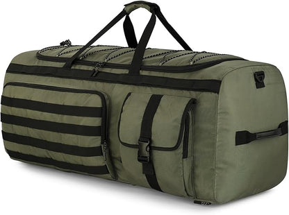Gonex 130L Extra Large Duffel Bag for Men, Heavy Duty 3 in 1 Convertible Carry Travel Duffle, with Shoe Compartment, Tactical Loops, Sports Gear Bag for Family Trips (Army Green)