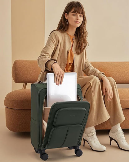 LOVEVOOK Carry On Luggage 22x14x9 Airline Approved, 22 Inch Softside Suitcases with Spinner Wheels, Lightweight Carry-on Suitcase with TSA Lock for Women Men, Large Luggage for Travel Business Trip
