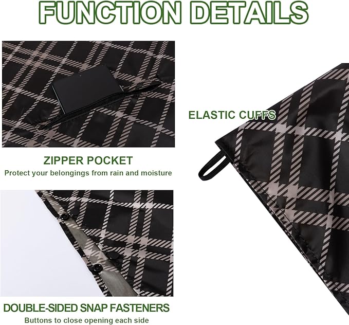Hooded Rain Ponchos for Adult - Rain Coat and Rain Jacket with Waterproof Pocket and Zipper