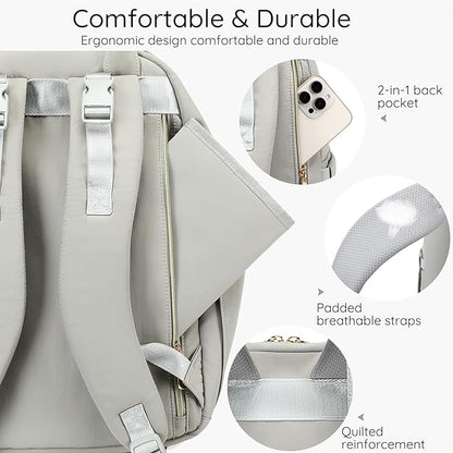 Diaper Bag Backpack - Large Multi functional, Boys, Girls & Baby Travel Essentials Tote with Changing Pad, Insulated Pockets, Stroller Straps, Waterproof - Baby Backpack for Mom & Maternity (Gray)