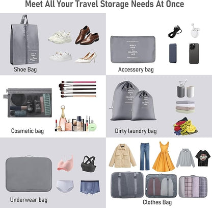 Packing Cubes for Travel-10 Set Luggage Organizer Bags for Family, Mesh Breathable Packing Cubes for Suitcases Durable Travel Essentials Bags Set