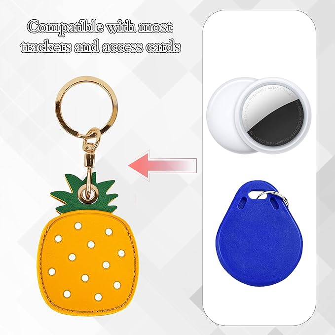 Leather Keychain Case Holder Compatible with Apple AirTag, GPS Airtag Keychain Finder Tracker with Key Ring, Anti-Scratch Protective Air Tag Cover