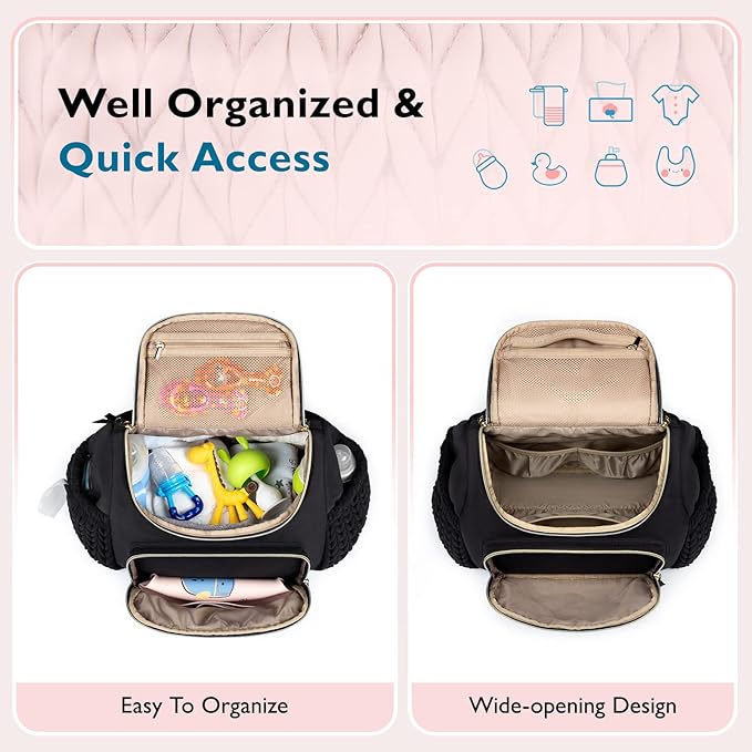 mommore Small Diaper Bag Diaper Backpack Stylish Toddler Baby Mini Maternity Bags Travel Backpacks with Insulated Pockets, Changing Pad, Stroller Straps