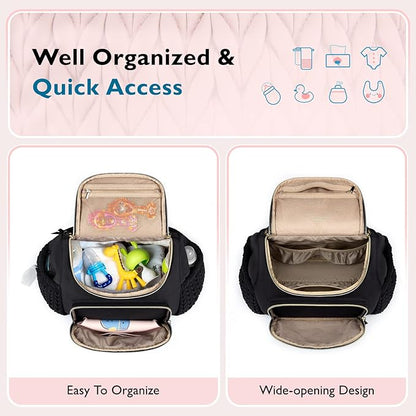 mommore Small Diaper Bag Diaper Backpack Stylish Toddler Baby Mini Maternity Bags Travel Backpacks with Insulated Pockets, Changing Pad, Stroller Straps