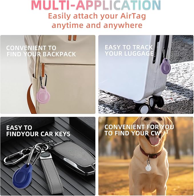 Waterproof Holder for AirTag Keychain Lock Case for Apple AirTags Keyring Durable Lightweight Cover for AirTag for Keys Kids Luggage Backpacks Pet Collar Multicolor 5Pack