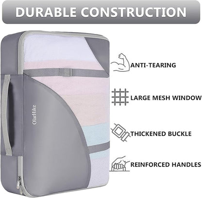 8 Set Packing Cubes for Travel, Anti-Tearing Suitcase Organizer for Luggage with Shoe & Hanging Toiletry Bag,Gifts for Women Mom,OlarHike Vacation Essentials & Accessories for Cruise Ship,Ash