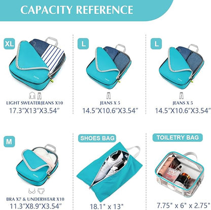 Gonex Compression Packing Cubes, 3pcs/4pcs Expandable Storage Travel Luggage Bags Organizers