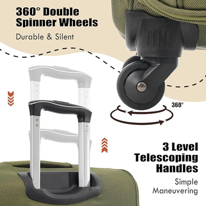 Merax Softside Luggage Set, Travel Suitcase Expandable Lightweight, 3 Piece Luggage Sets with Spinner Wheels 22" 26" 30" Suitcase with TSA Lock (Army Green)