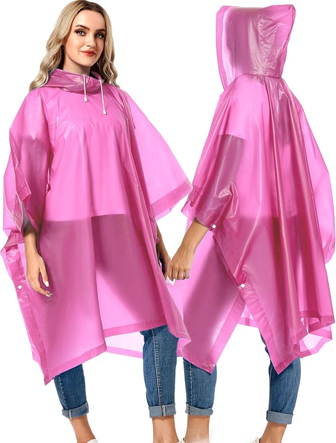 2 Pack Rain Ponchos for Adults Reusable - Raincoats Survival Emergency Heavy Duty Rain Coat with Drawstring Hood