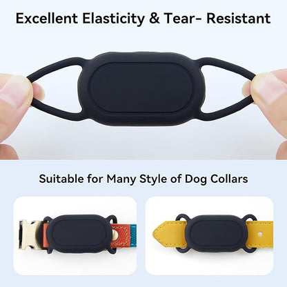 Dog Collar Holder(2 Pack) for Galaxy Smarttag2, Waterproof Silicone Case for Pet Cat, Anti-Lost Scratch Resistant Protective Cover Accessory for Samsung Galaxy Smart tag2 (Black/Olive Green)