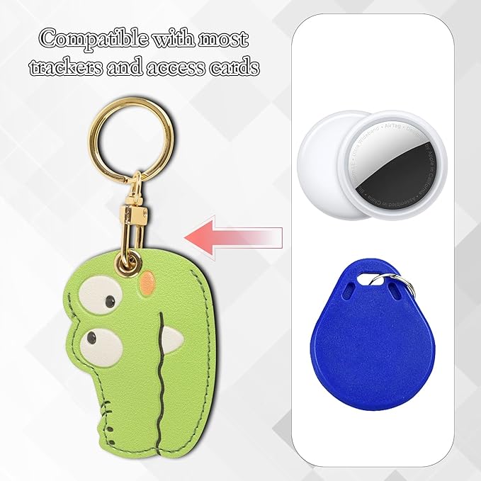 Leather Keychain Case Holder Compatible with Apple AirTag, GPS Airtag Keychain Finder Tracker with Key Ring, Anti-Scratch Protective Air Tag Cover