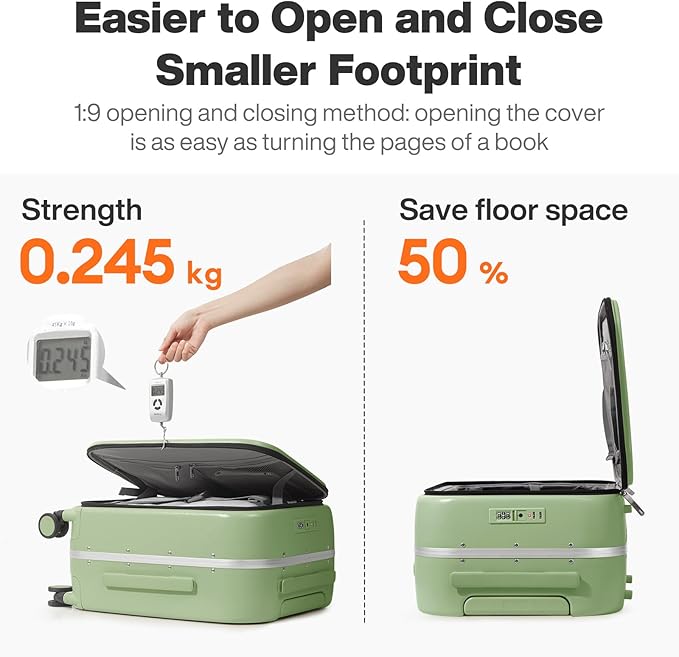 mixi 26 Inch Large Checked Luggage PC Hard Shell Suitcase Top Opening Aluminum Frame Travel Suitcases with Wheels, Avocado Green