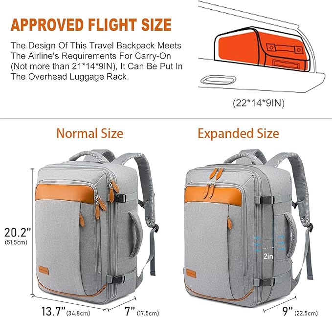 LOVEVOOK Carry on Backpack, 45L Extra Large Travel Backpack for Men & Women Airline Approved, Expandable Large Suitcase Backpacks With 4 Packing Cubes, Aer Travel Pack 3, Water Resistant Weekender Bag