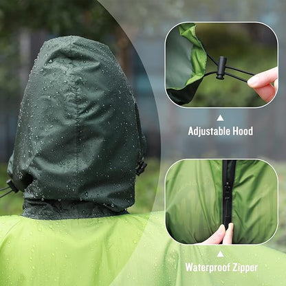 SaphiRose Unisex Rain Poncho Waterproof Raincoat Hooded for Adults Women with Pockets