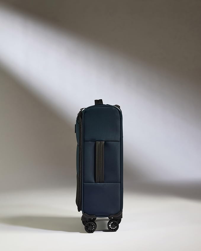 ANTLER - Soft Stripe Carry On Luggage 22x14x9 Airline Approved - Cabin Suitcase with Expander, Adjustable Handle, 4 Spinner Wheels, Lightweight, TSA Lock - Recycled Polyester Luggage - Indio Blue
