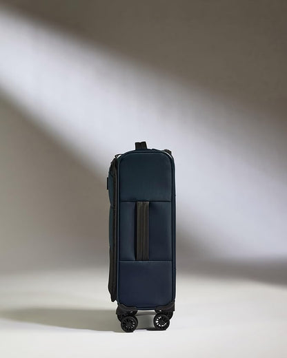ANTLER - Soft Stripe Carry On Luggage 22x14x9 Airline Approved - Cabin Suitcase with Expander, Adjustable Handle, 4 Spinner Wheels, Lightweight, TSA Lock - Recycled Polyester Luggage - Indio Blue