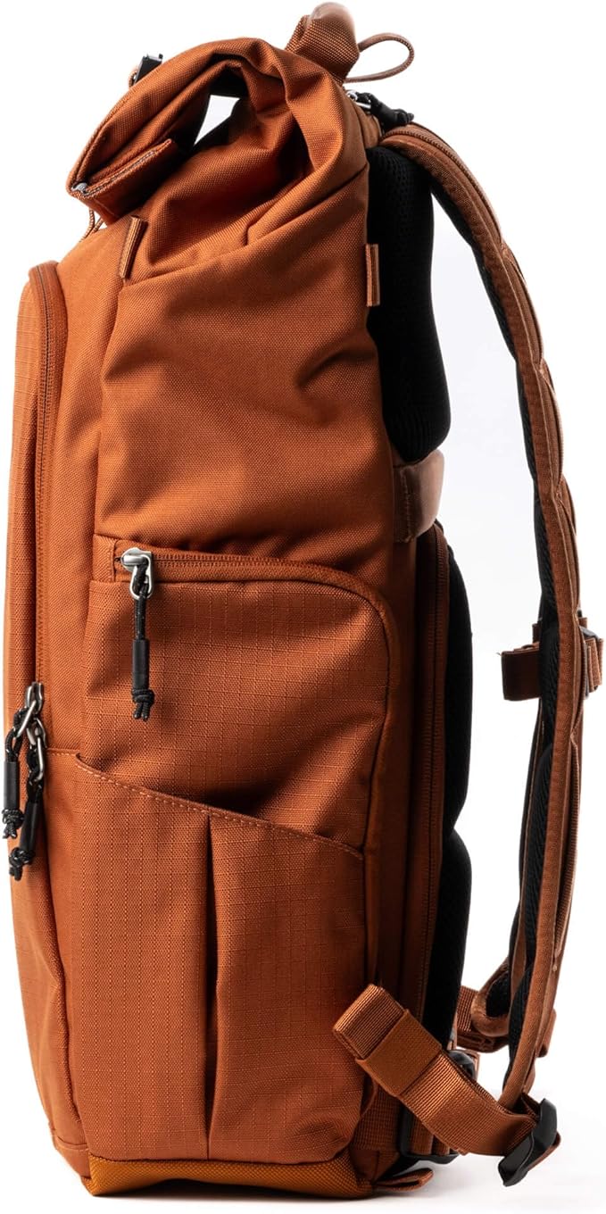 Think Tank FocusPoint 30L RollTop Camera Backpack - Urban Rust: Expandable Travel & Camera Backpack with Laptop Sleeve, Quick Side and Back Access, Rain Cover – Versatile Photography & Travel Bag