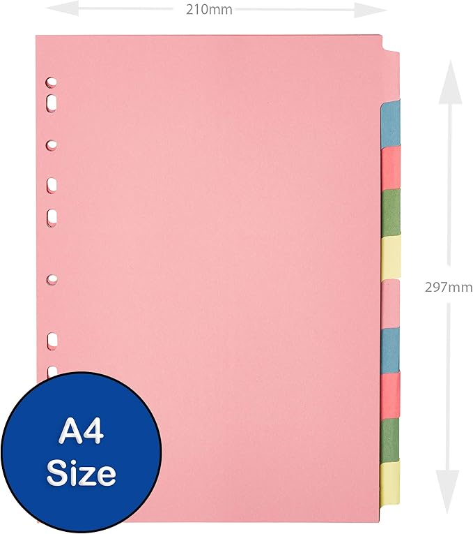 10 Tab Dividers for 3 Ring Binder – 10 Dividers Set with Tabs, Perfect for Organizing Documents, Binder Tab Dividers for Easy Filing (10 Pack)
