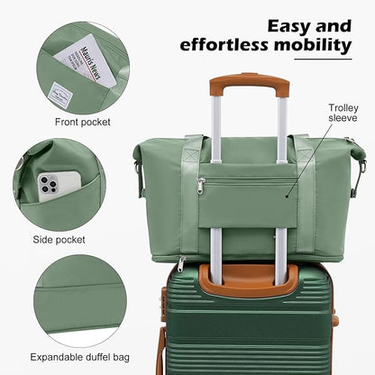 LONG VACATION 3 Piece Carry On Luggage 20 Inch Suitcase with Spinner Wheels, ABS+PC Hardshell Suitcase set with TSA Lock & YKK Zipper