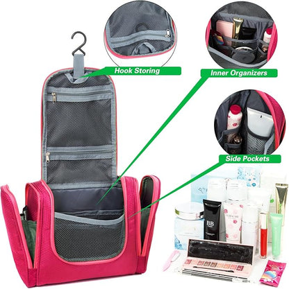 Bago Travel Toiletry Bag for Women and Men X-Large Waterproof Hanging Large Toiletry Bag for Bathroom and Travel Bag for Toiletries Organizer -Travel Makeup Bag (Pink)
