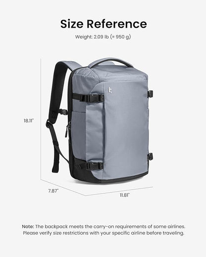 tomtoc Travel Backpack 28L, TSA Friendly Flight Approved Carry-on Luggage, Personal Item Travel Bag, Water-resistant Lightweight Business Rucksack, Durable Bag Fits 16 Inch Laptop