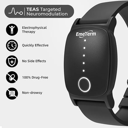 EmeTerm Explore FDA-Cleared Galaxy Black and Mint Green Anti-Nausea Wristband IP67 Waterproof Morning Motion Travel Sickness Vomit Relief Rechargeable No Gel Drug Free Without Side Effects (2 Pack)