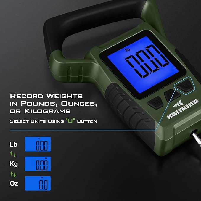 KastKing Fish Scale, WideView Floating Waterproof Digital Scale, 2.5” Large LCD Display, 110lb Capacity, Multi-Mode Pound/Ounces & Kilograms, Stores up to 9 Weights, Fishing Gifts for Men