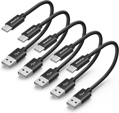 CLEEFUN Short USB C Cable 1ft, 5-Pack USB A to Type C Charger Cord Fast Charging for iPhone 17 16 15 Pro Max Air Plus, for Samsung Galaxy S25 S24 S23 S22 S21 S20 A17 A16 A15 A56 A55 A26 A35 A36 A71
