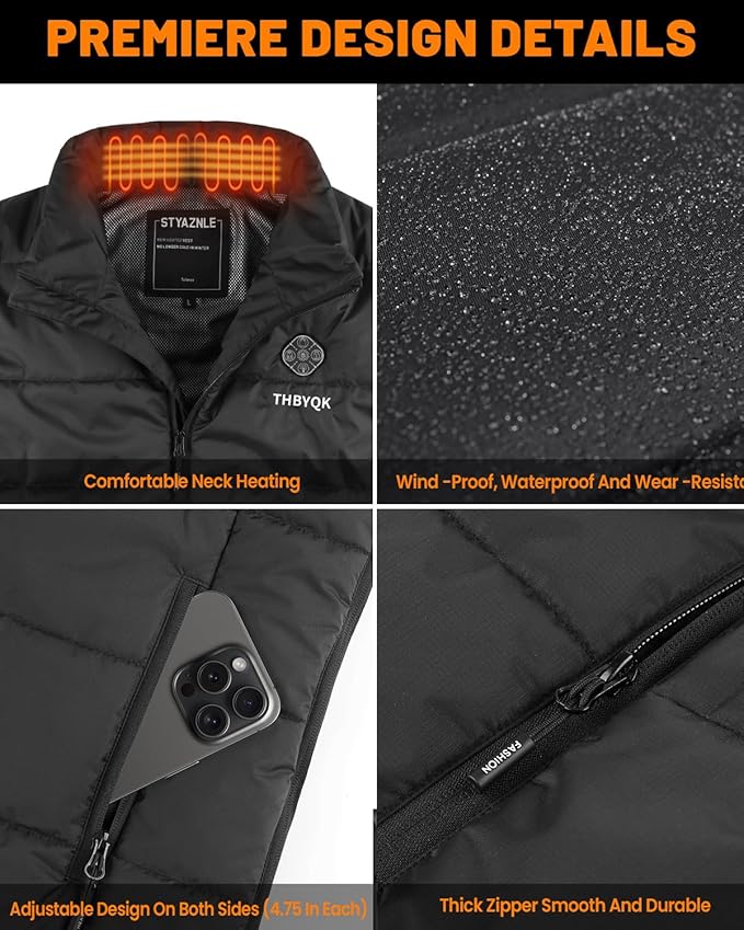 21 Heated Zones Heated Vest, with 40000mAH 7.4V Battery Pack Heated Vest for Men & Women, 5 in 1 Smart Controller