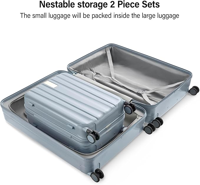 Hanke Hardshell Luggage Sets 2 Piece Extra Large Suitcases with Lock,28 Inch Luggage with Spinner Wheels, Travel Suitcase for Women Men 20 29Inch,Grey