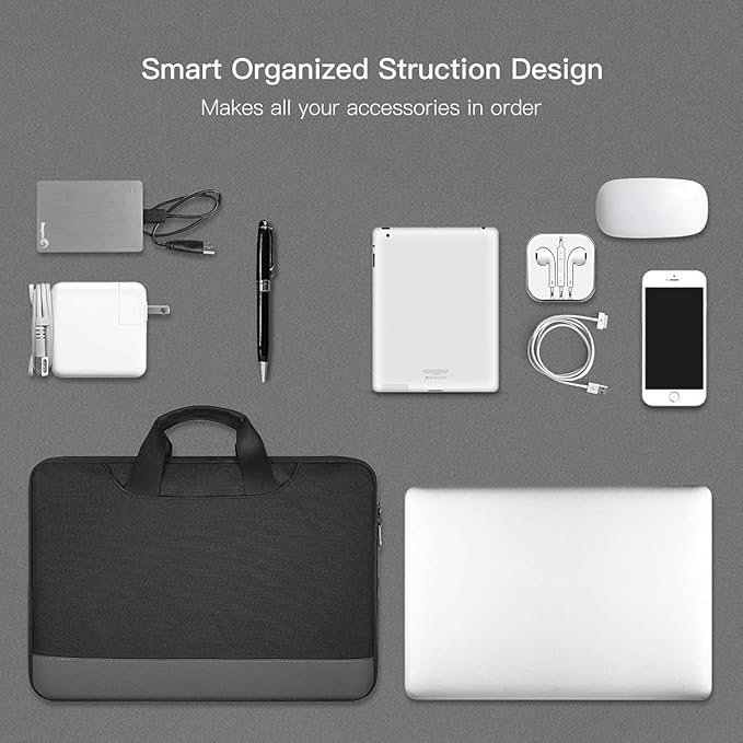 14 15 Inch Waterproof Laptop Sleeve Men Women TSA Briefcase for MacBook Pro 14 M5/M4/M3/M2/M1, Macbook Air 15 M4/M3, Dell Inspiron 14/XPS 15, Lenovo Acer HP ASUS Chromebook 14 Carring Case, Black