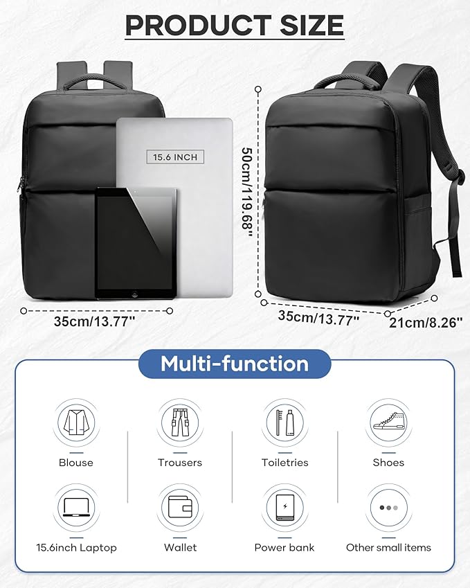 Vacuum Backpack Travel With Pump,Mochila De Viaje Compresion Al Vacio,Personal Item Travel Backpack With Vacuum System,Large Carry On Vacpack Backpacks For Women Men,Black