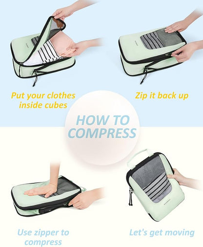 BAGSMART Compression Packing Cubes for Travel, 6 Set/5 Set/4 Set, Compression Suitcase Organizer Bags Set for Suitcases Travel Essentials, Lightweight Packing Organizers
