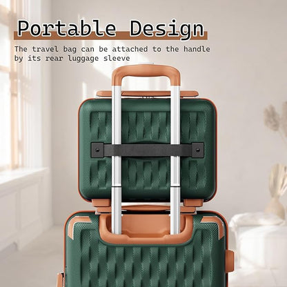 Melalenia Luggage Sets 5 Piece with Duffel Bag, Hard Shell Carry on Suitcase with Spinner Wheels and TSA Lock, Travel Lightweight Luggage Set for Women, Green Brown