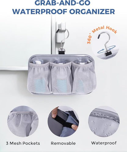 WANDF Toiletry Bag for Men, PU Leather Travel Organizer with Detachable Waterproof Hanging Pouch, Open-Flat Dopp Kit Shaving Bag with Wet Pocket for Travel Toiletries Accessories (Dark Gray)