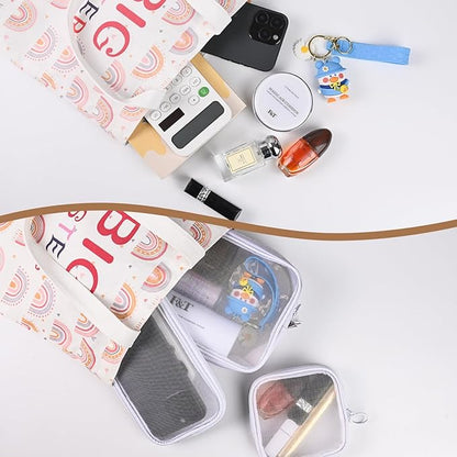 8 Pcs Mesh Makeup Bag Nylon Zipper Pouch Clear Small Mesh Bags Travel Toiletry Bag Makeup Brush Holder Purse Organizer Pouches (White, Small, Large, Medium)