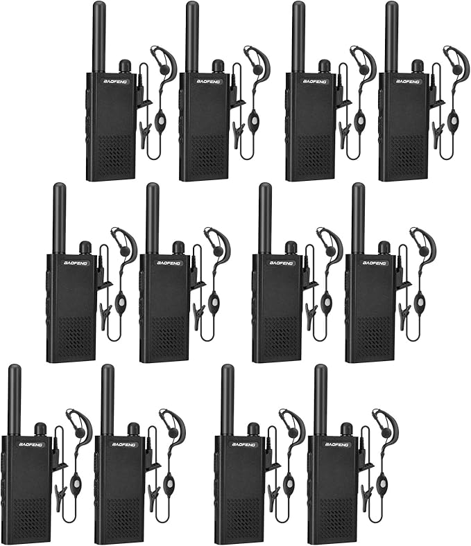 Baofeng T26 Walkie Talkies Long Range, Rechargeable Li-ion Battery 16 FRS Channel Two Way Radios with Earpieces for Adults, Handheld Mini Compact Walky Talky with Type-C Charging (12pack)