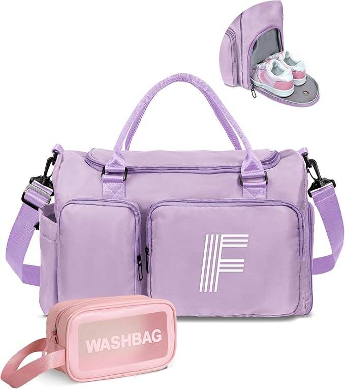 Gifts Teen Girl Gift, Initial Travel Duffle Bag, Duffel Bags, Personalized Weekender bags, Lilac purple-F