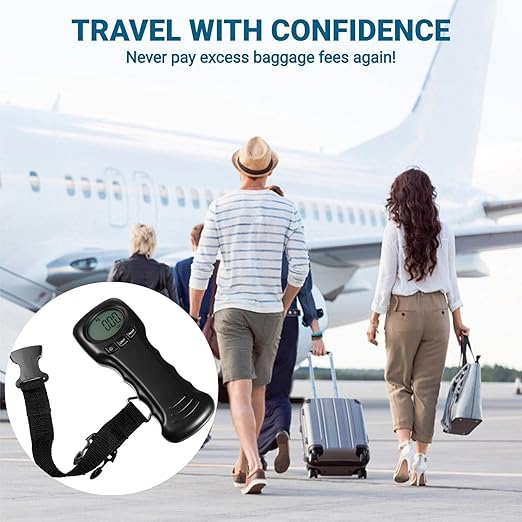 Luggage Scale, 44kg/97lb Portable Digital Hanging Baggage Scale for Travel, Automatic Lock Reading Suitcase Weight Scale with LCD Digital Display for Luggage, Travel, Bag, Battery Included