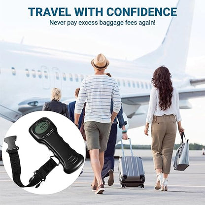 Luggage Scale, 44kg/97lb Portable Digital Hanging Baggage Scale for Travel, Automatic Lock Reading Suitcase Weight Scale with LCD Digital Display for Luggage, Travel, Bag, Battery Included