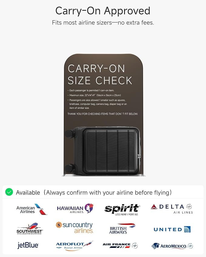 Carry On Luggage with Laptop Compartment, H1F 22x14x9 Airline Approved Front Pocket Hardside Suitcase with Spinner Wheels, TSA Lock, Includes Tote Bag（FX-Lite,Black,3 Piece Sets）
