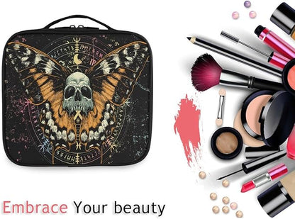 MNSRUU Women Makeup Bag Mysterious Skull Horoscope Death Moth Butterfly Makeup Bag Organizer Travel Cosmetic Bag for Teenage Girl Clear Make Up Bags with Zipper