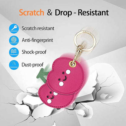 Leather Keychain Case Holder Compatible with Apple AirTag, GPS Airtag Keychain Finder Tracker with Key Ring, Anti-Scratch Protective Air Tag Cover